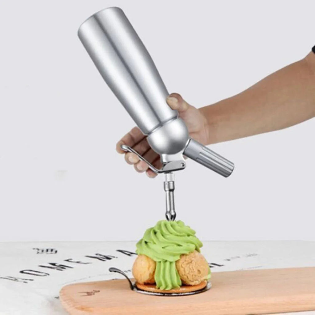 Whipped Cream Dispenser – 17oz & 34oz Aluminum Cream Whipper with Piping Nozzles