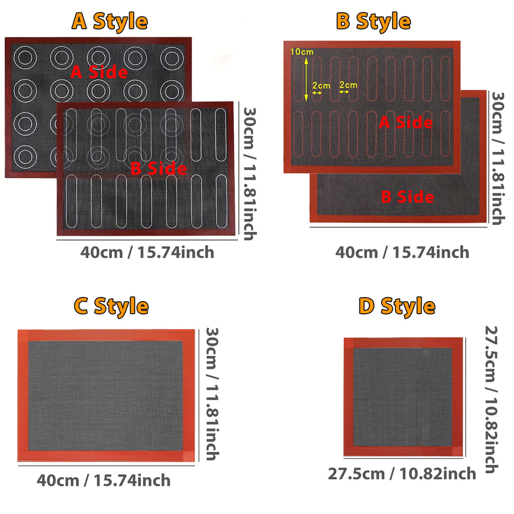 Comparison chart of different styles of mats with dimensions labeled.