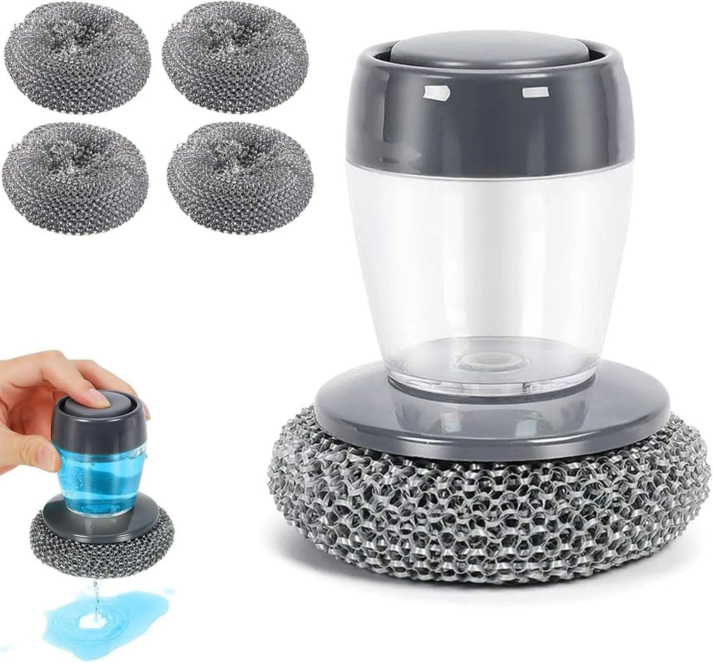 Soap Dispensing Dish Brush with Replaceable Head – No-Mess Scrubber for Dishes, Pots & Pans