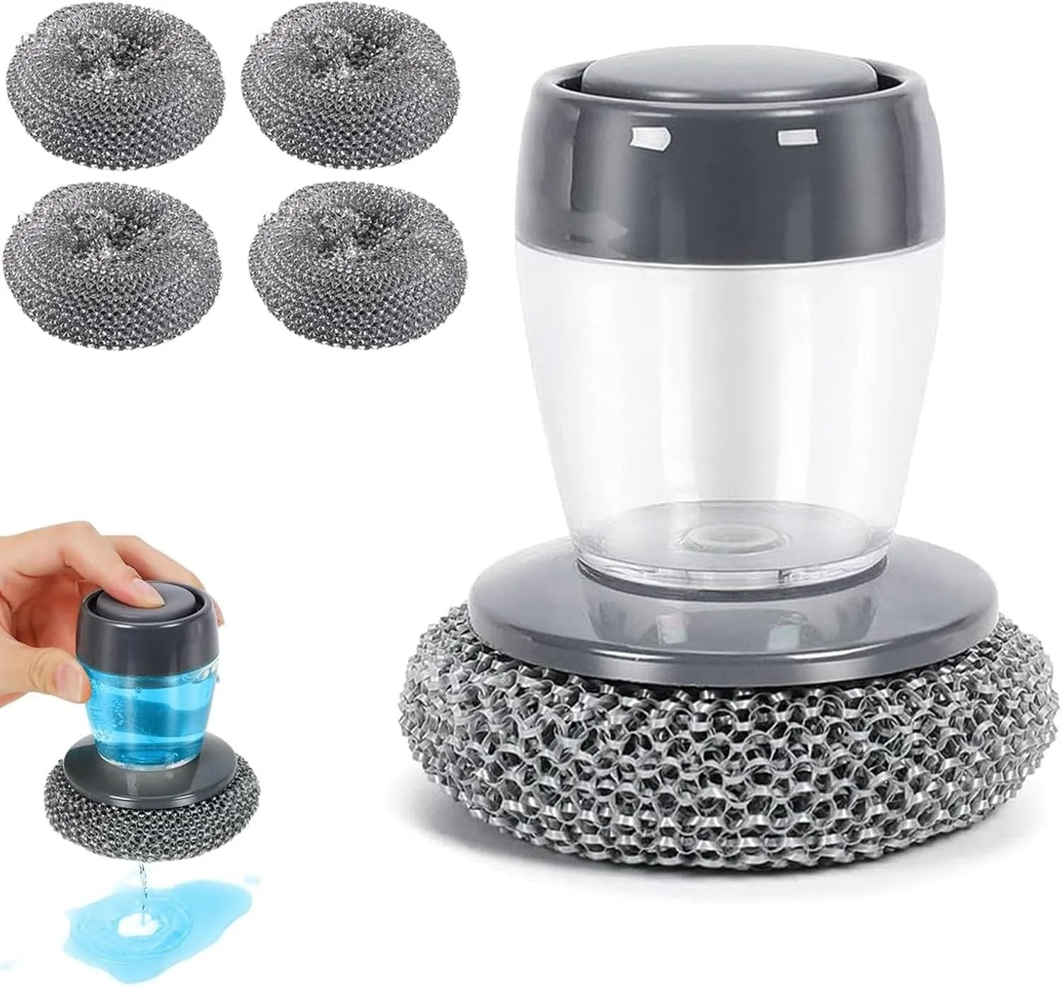 Soap Dispensing Dish Brush with Replaceable Head – No-Mess Scrubber for Dishes, Pots & Pans