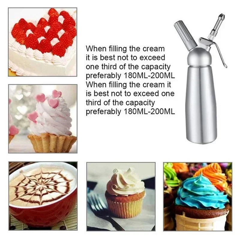 Whipped Cream Dispenser – 17oz & 34oz Aluminum Cream Whipper with Piping Nozzles