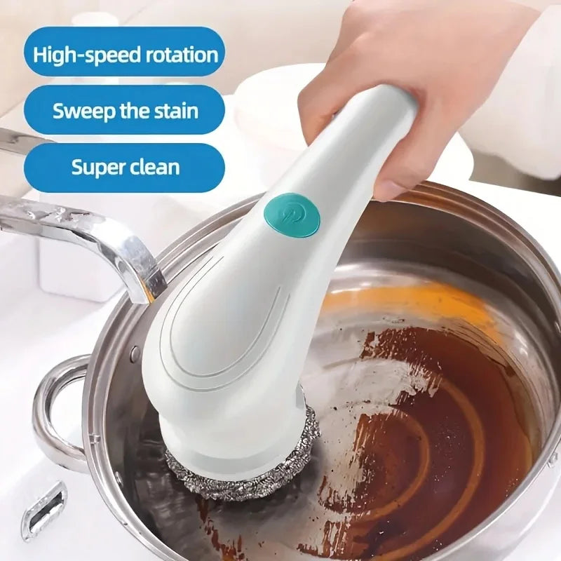 Electric Spin Scrubber – 5-in-1 Rechargeable Cleaning Brush with Interchangeable Heads