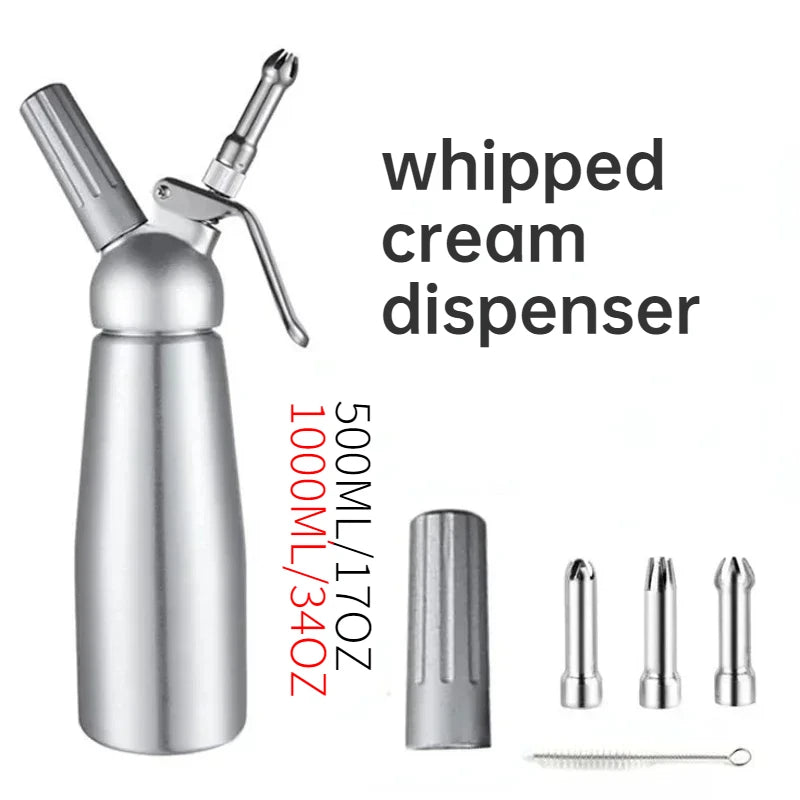Whipped Cream Dispenser – 17oz & 34oz Aluminum Cream Whipper with Piping Nozzles