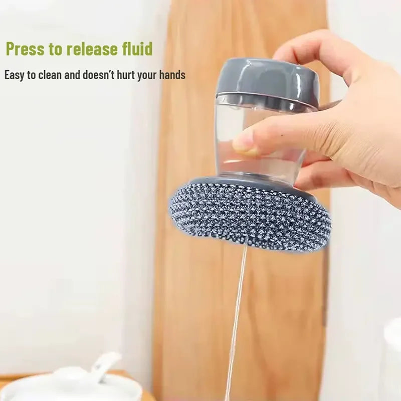 Soap Dispensing Dish Brush with Replaceable Head – No-Mess Scrubber for Dishes, Pots & Pans