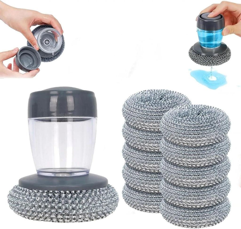 Soap Dispensing Dish Brush with Replaceable Head – No-Mess Scrubber for Dishes, Pots & Pans