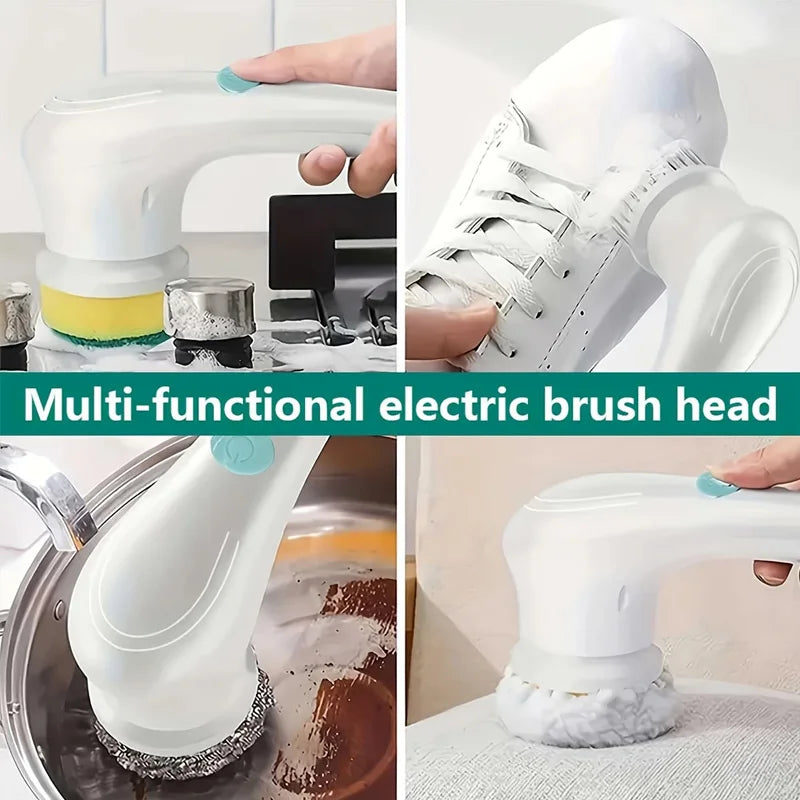 Electric Spin Scrubber – 5-in-1 Rechargeable Cleaning Brush with Interchangeable Heads
