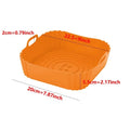 Orange plastic tray with measurements on a white background