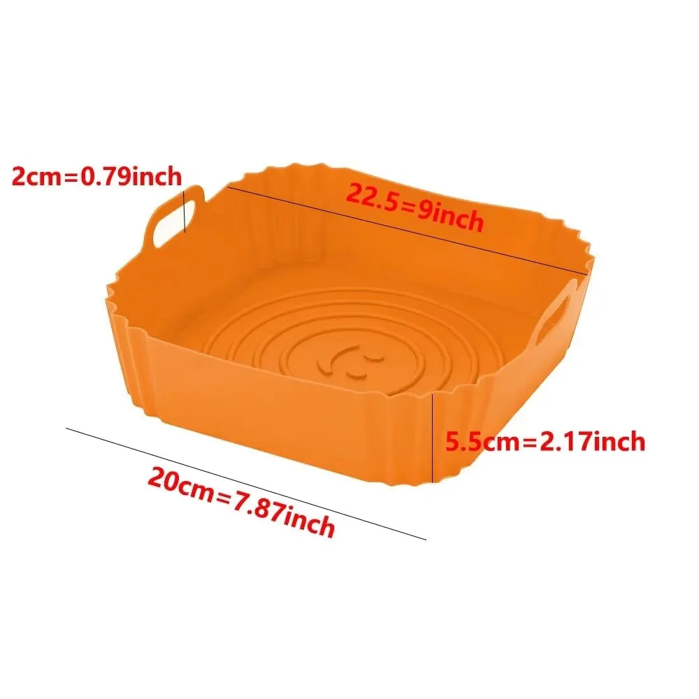Orange plastic tray with measurements on a white background