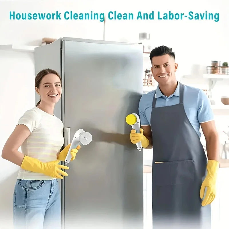 Electric Spin Scrubber – 5-in-1 Rechargeable Cleaning Brush with Interchangeable Heads