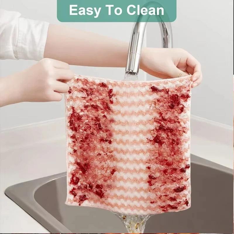 Person holding a scrubber with soap suds over a sink, labeled 'Easy To Clean'.