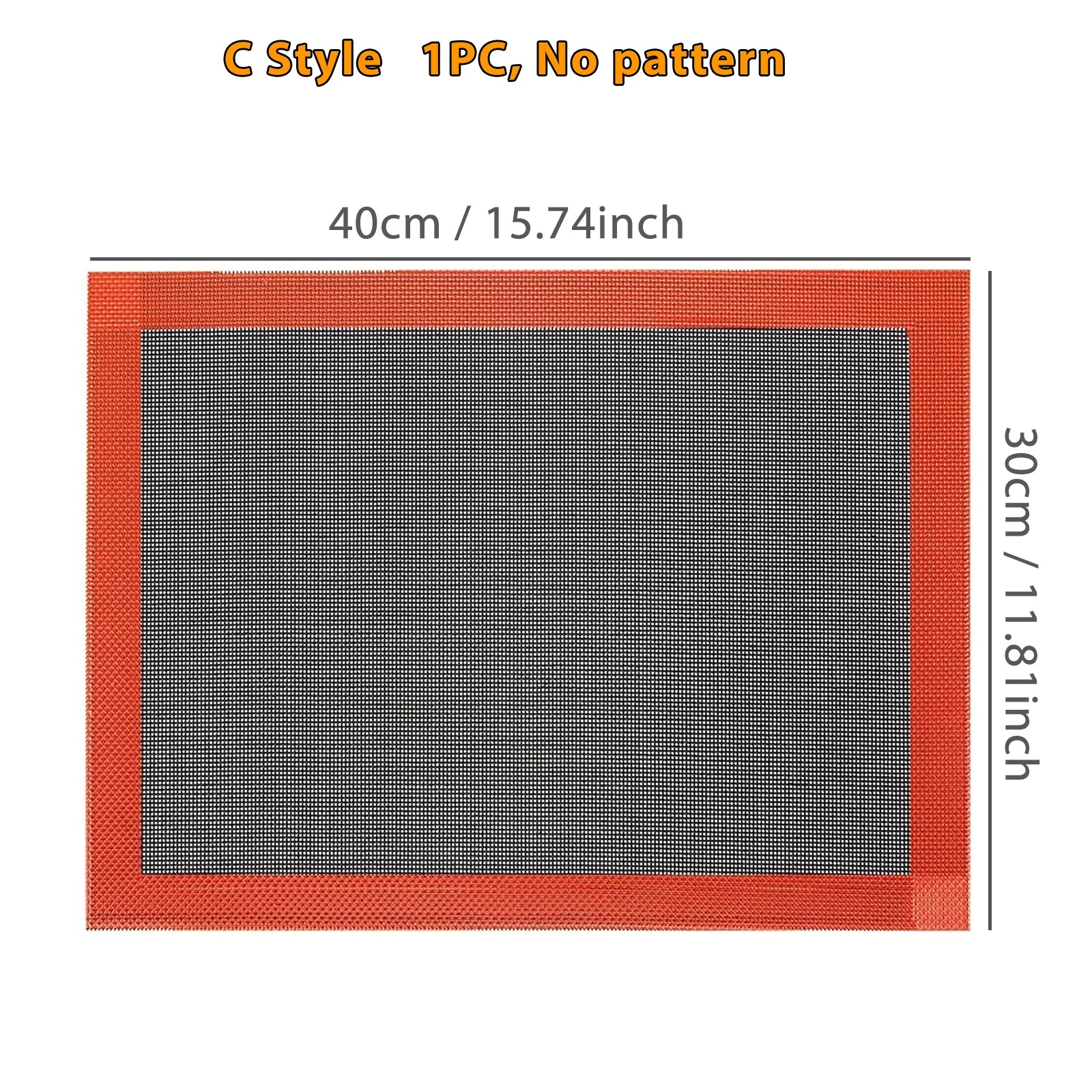 Rectangular mat with red border and gray center, showing dimensions on a white background.