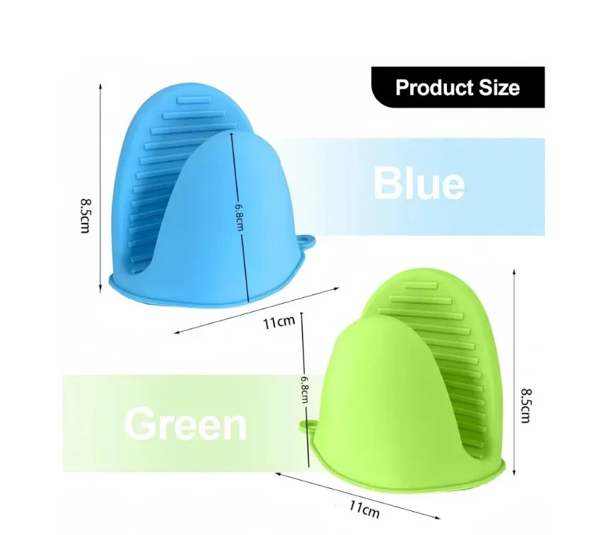 Blue and green kitchen squeezer with dimensions on a white background