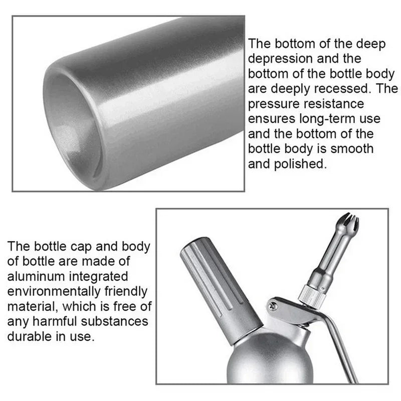 Whipped Cream Dispenser – 17oz & 34oz Aluminum Cream Whipper with Piping Nozzles