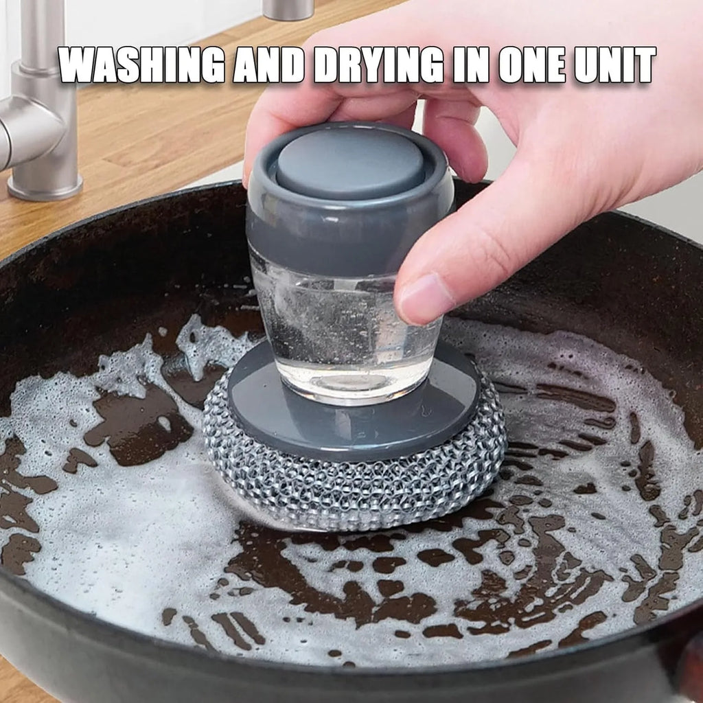 Soap Dispensing Dish Brush with Replaceable Head – No-Mess Scrubber for Dishes, Pots & Pans