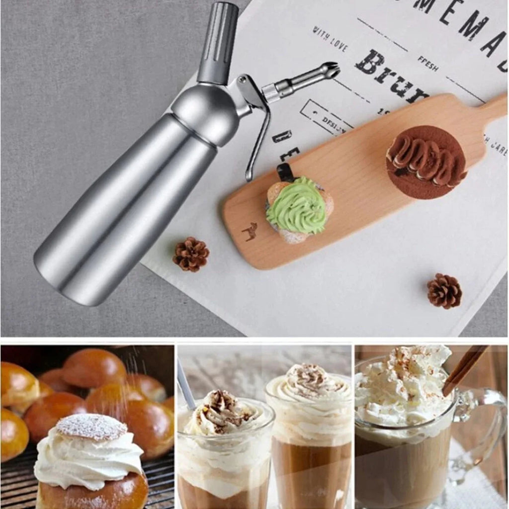Whipped Cream Dispenser – 17oz & 34oz Aluminum Cream Whipper with Piping Nozzles